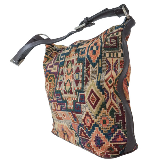 Sonoma Tapestry Carpet Aztec Hobo Shoulder Bag 12" Boho Cottagecore Whimsigoth - Picture 6 of 16